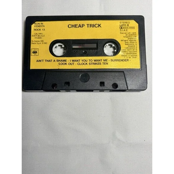 CHEAP TRICK – Rare Italian Import Promo Cassette Black Shell Yellow La